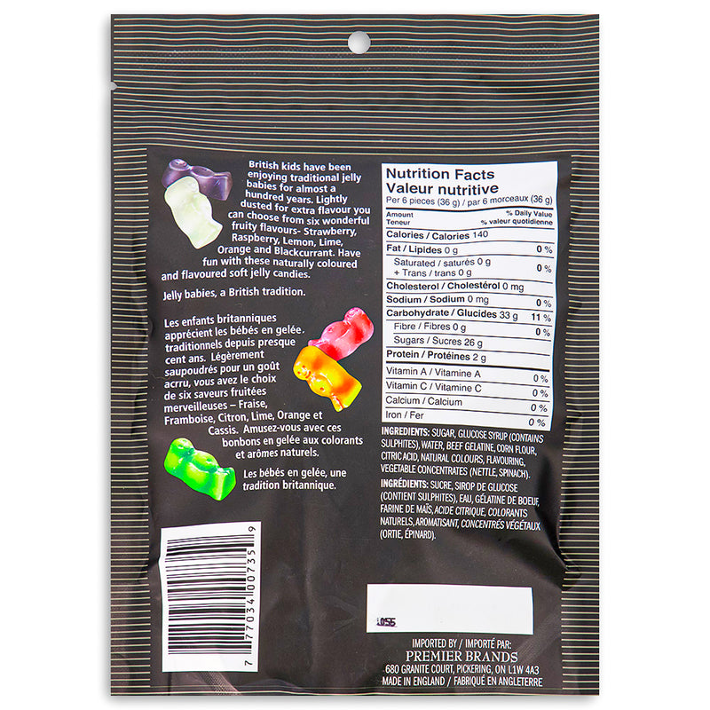 Waterbridge Jelly Babies 200g Back - British Candy