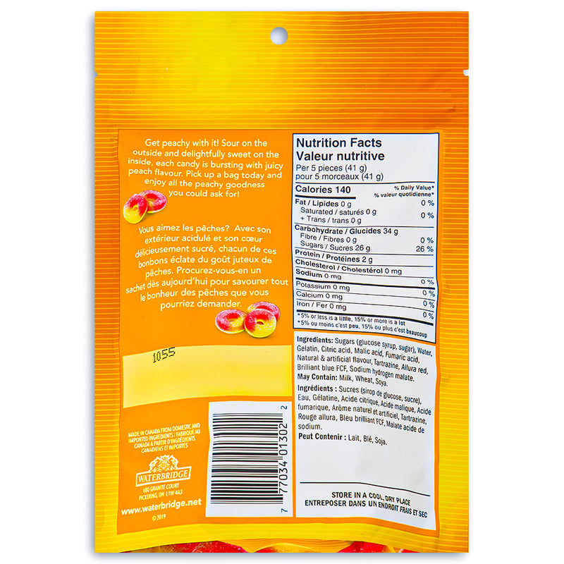 Waterbridge Just Peachy Gummy Candy 200g Back Ingredients