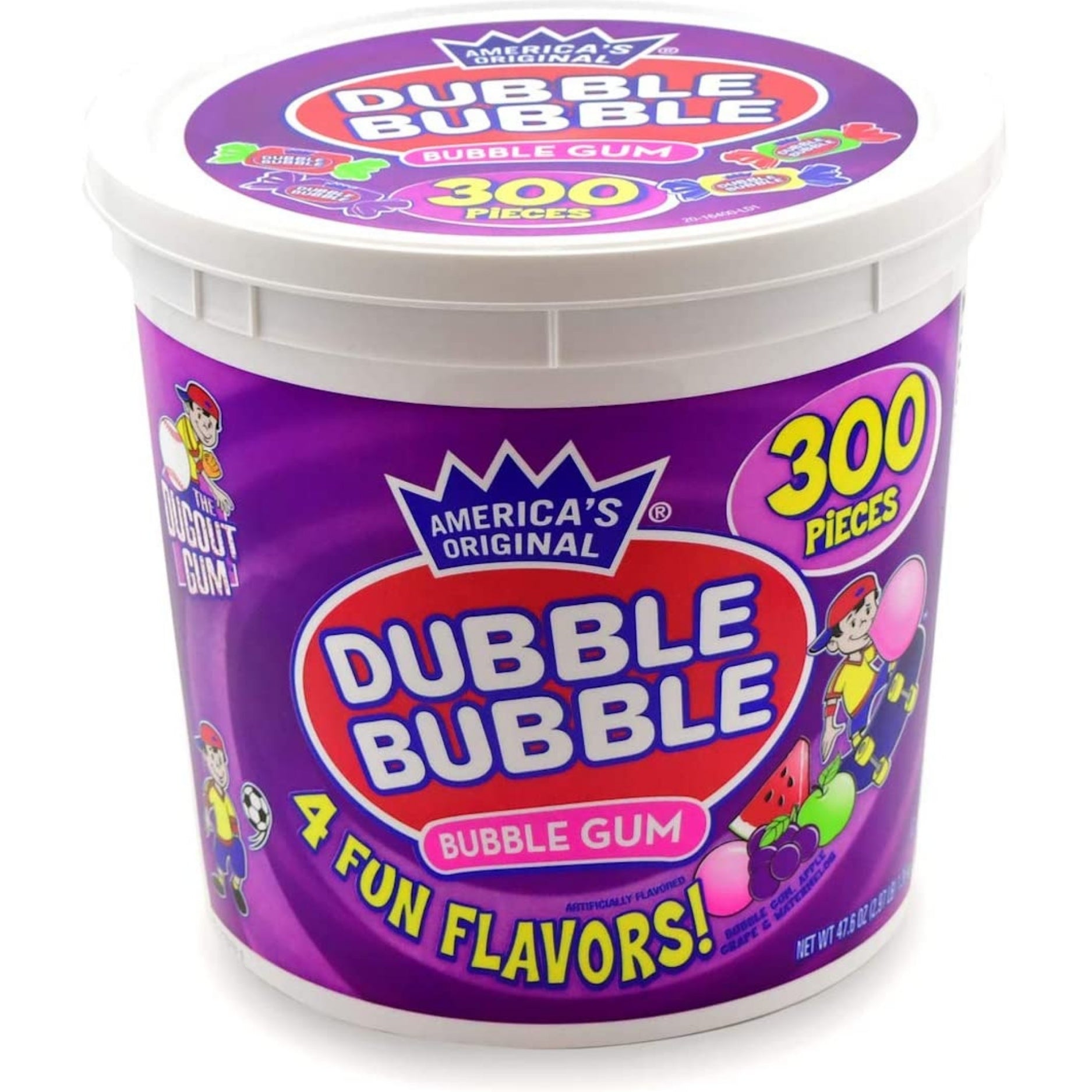 Dubble Bubble 4 Fun Flavors Tub 300 Pieces Candy Funhouse CA