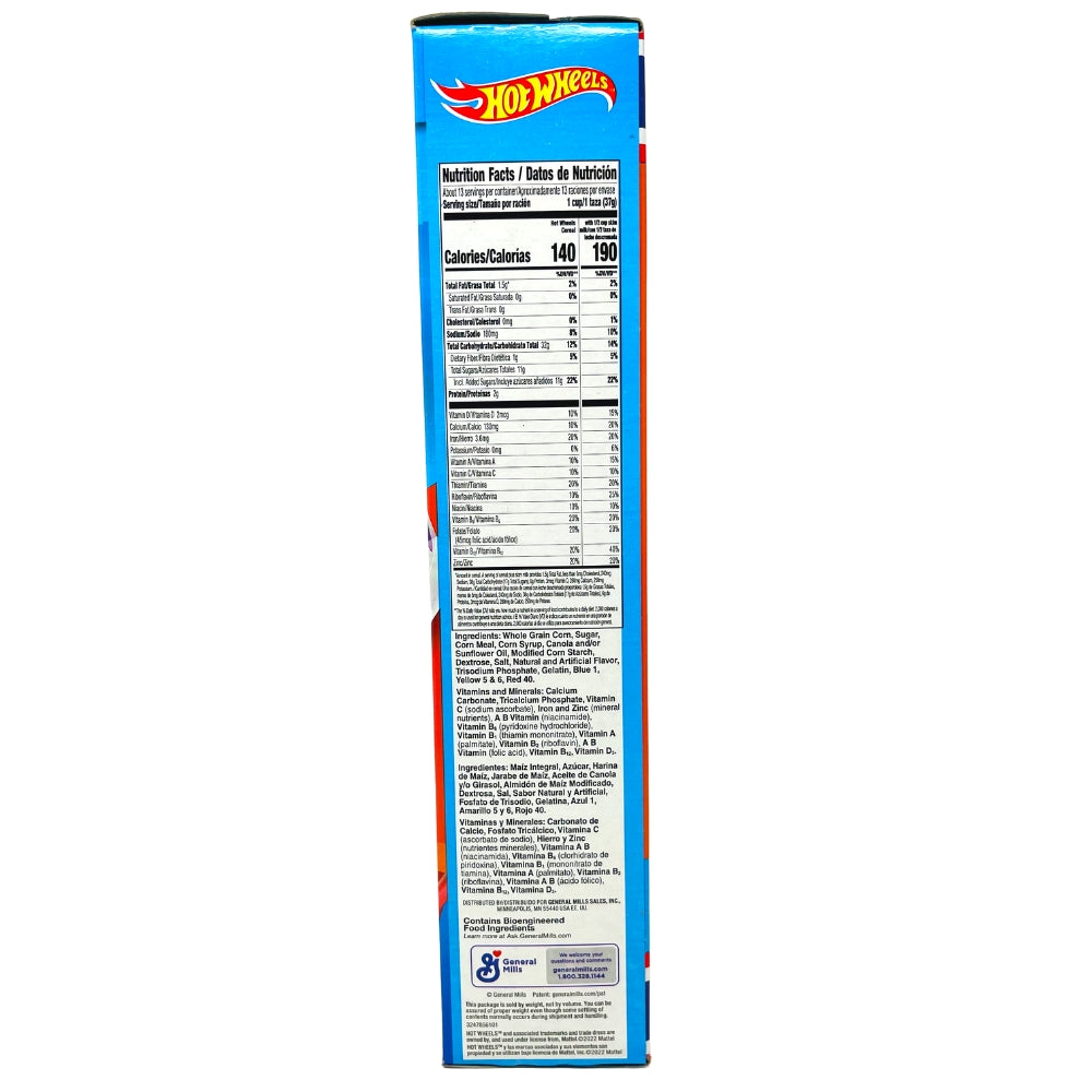 General Mills Hot Wheels Family Size Cereal - 490g - American Cereal - Ingredients - Nutritional Info