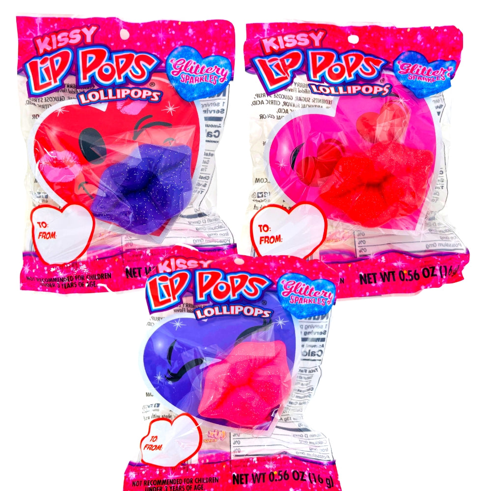 Glitter Kissy Lip Pops - British Candy for Valentine's Day - Edible Glitter Lollipops UK - Romantic Lip-Shaped Candy - Fruity Flavoured Lollipops - Glittery Sweet Treats - Valentine's Day Candy UK - Whimsical Lip Pops - Sparkling Candy Delights - Lollipops - Glitter Lollipops