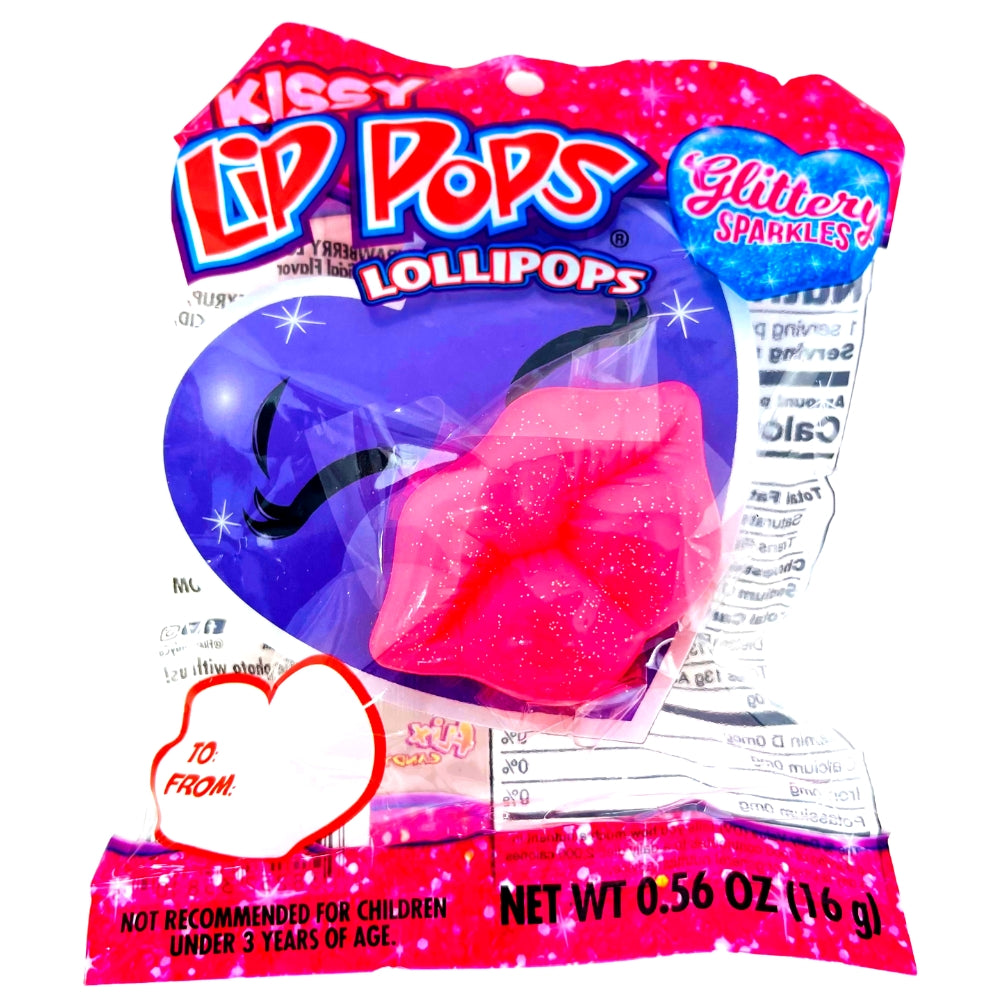 Glitter Kissy Lip Pops - British Candy for Valentine's Day - Edible Glitter Lollipops UK - Romantic Lip-Shaped Candy - Fruity Flavoured Lollipops - Glittery Sweet Treats - Valentine's Day Candy UK - Whimsical Lip Pops - Sparkling Candy Delights - Lollipops - Glitter Lollipops