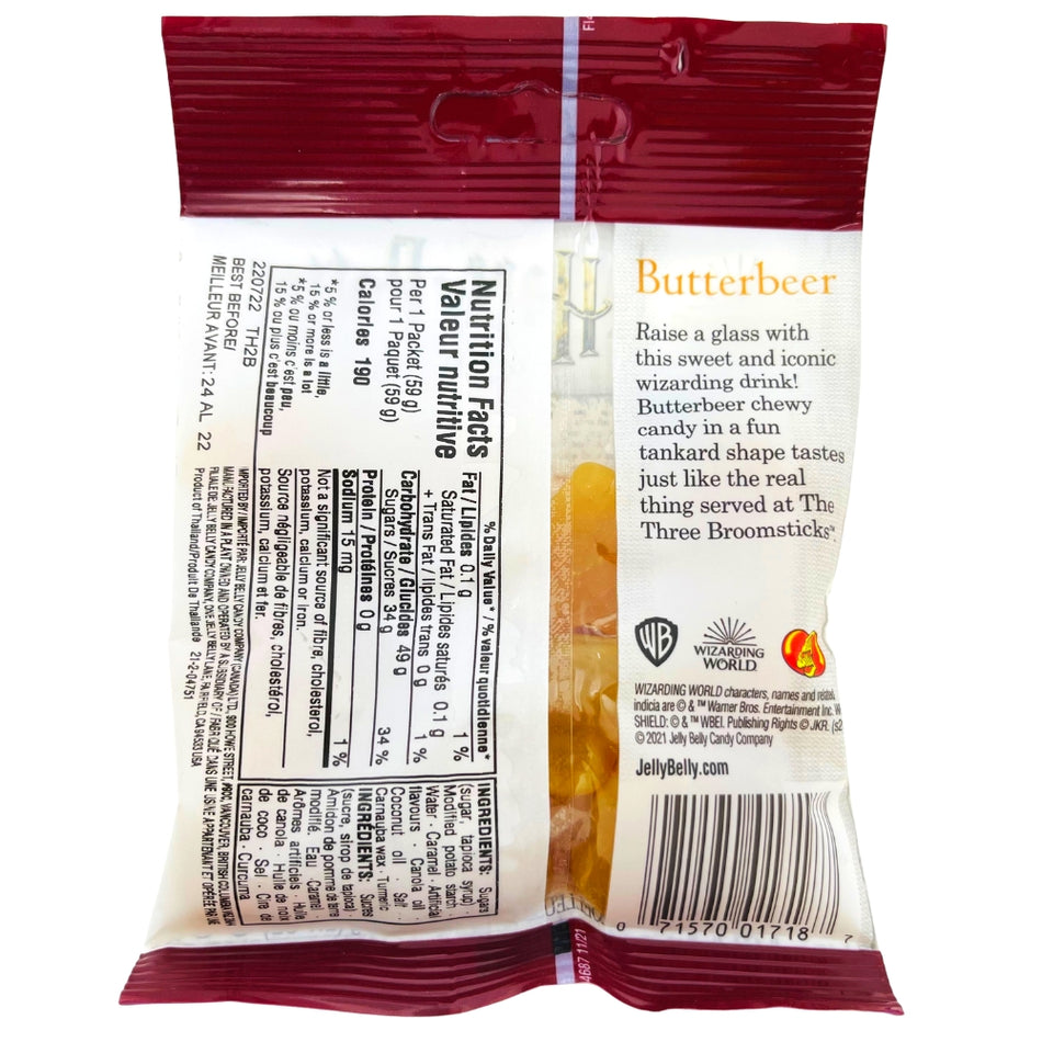 Harry Potter Butterbeer Chewy Candy - 59g - Nutrition Facts  - Harry Potter - Harry Potter Candy - Butterbeer - Butterbeer Candy - Three Broomtsicks