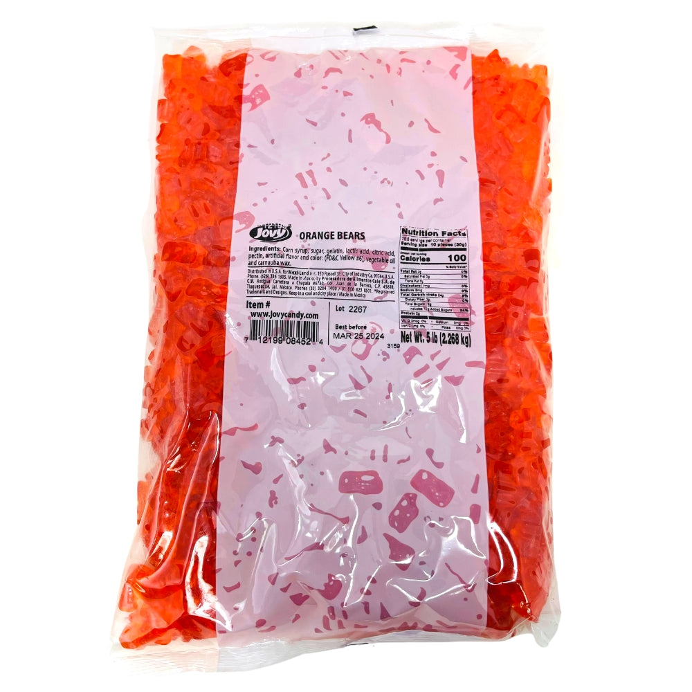 Jovy Gummy Bears Orange - 5lbs - Bulk Candy