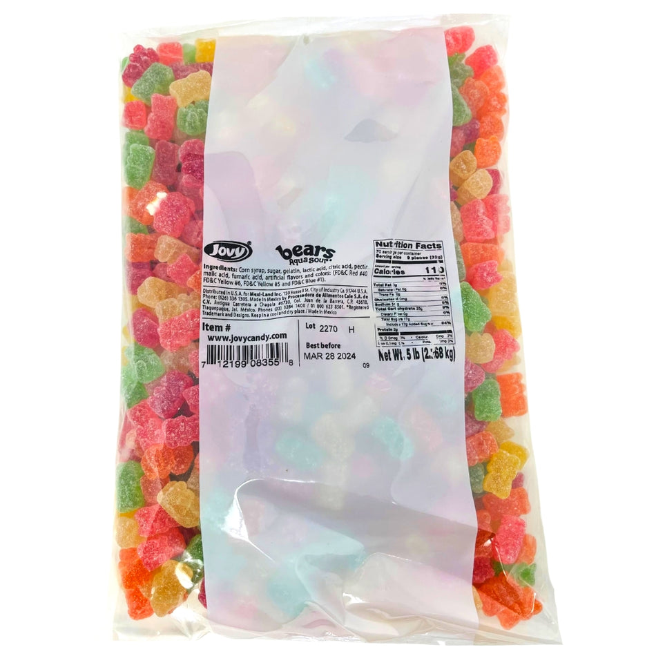 Jovy Gummy Bears Sour - 5lbs - Halal Candy - Bulk Candy