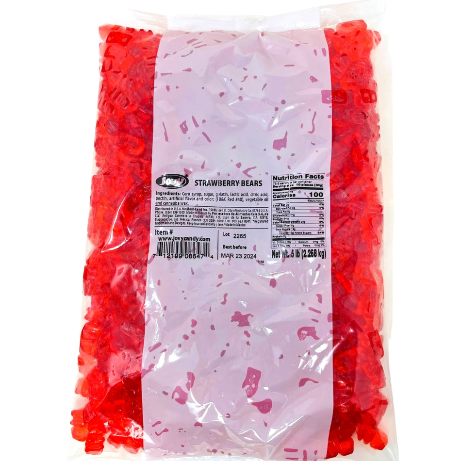Jovy Gummy Bears Strawberry - 5lbs - Bulk Candy