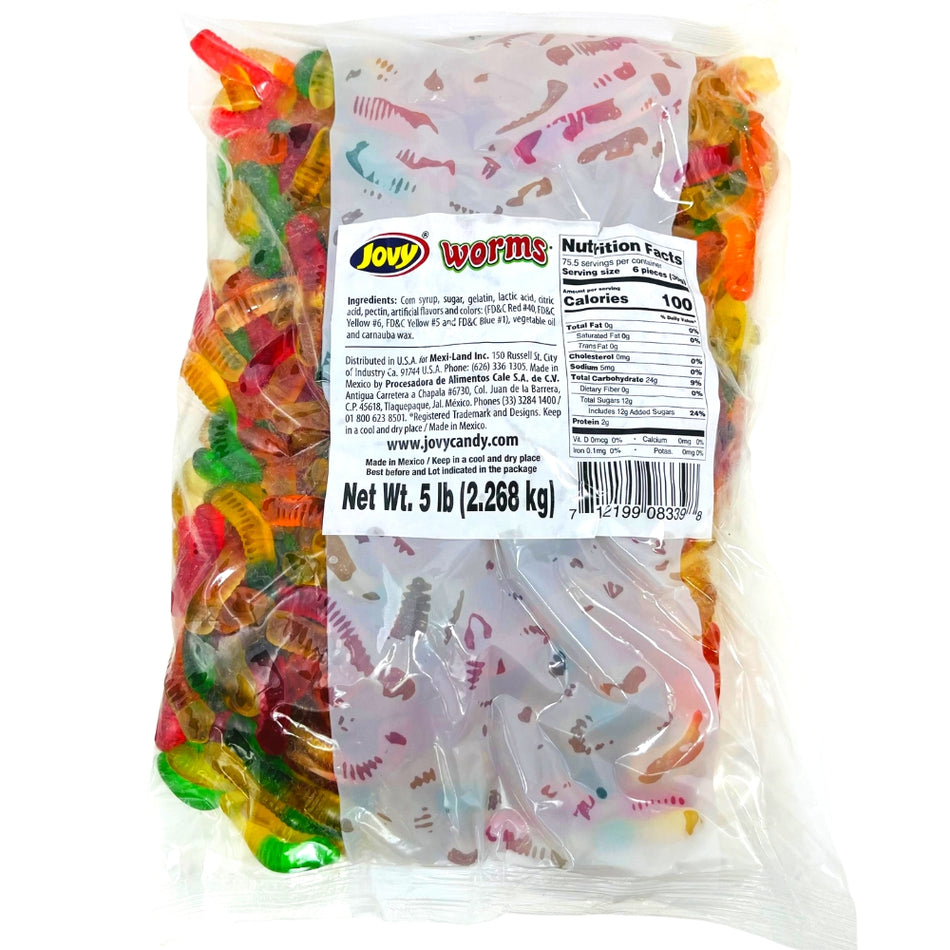 Jovy Gummy Worms - 5lbs - Jovy Gummy Worms - Bulk gummy candy - 5lbs gummy assortment - Fruity gummy flavours - Colourful gummy worms - Chewy and delicious candy - Gummy candy for events - Sweet candy assortment - Juicy gummy treats - Fun and vibrant gummy worms - Gummy Worm - Gummy Worms
