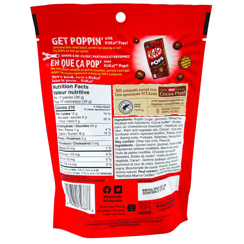 Kit Kat Pops Hazelnut - 160g - Back - Kit Kat Pops Hazelnut - Kit Kat - Hazelnut chocolate - Chocolate pops
