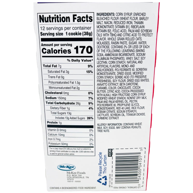 Little Debbie Oatmeal Creme Pies - 459g - American Snacks from Little Debbie- Nutrition Info