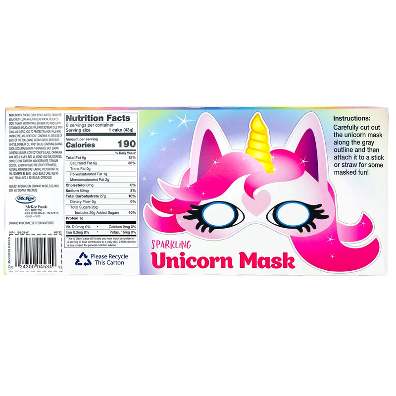 Little Debbie Unicorn Cakes Sparkling Strawberry Ingredients - 345g - American Snacks
