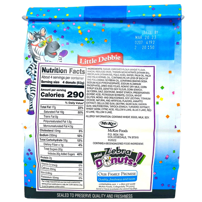 Little Debbie Zebra Mini Donuts - 253g - American Snacks from Little Debbie - Nutrition Info