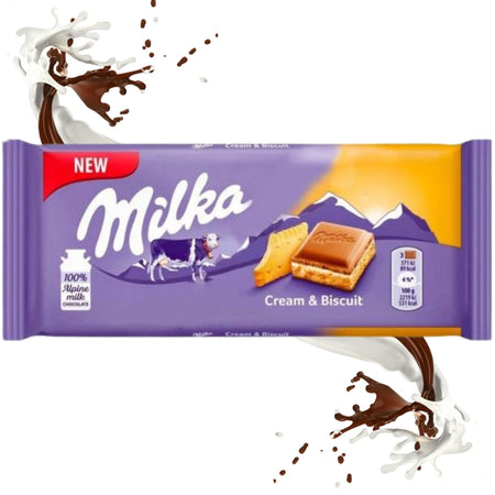 Milka Cream & Biscuit Milk Chocolate - 100g german chocolate germany european switzerland usa canada specialty  bar