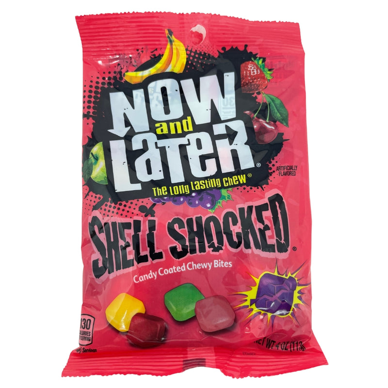 Now and Later Shell Shocked - 4oz - Now and Later Candy - Chewy Candy - Banana Candy - Strawberry Candy - Cherry Candy - Green Apple Candy - Grape Candy