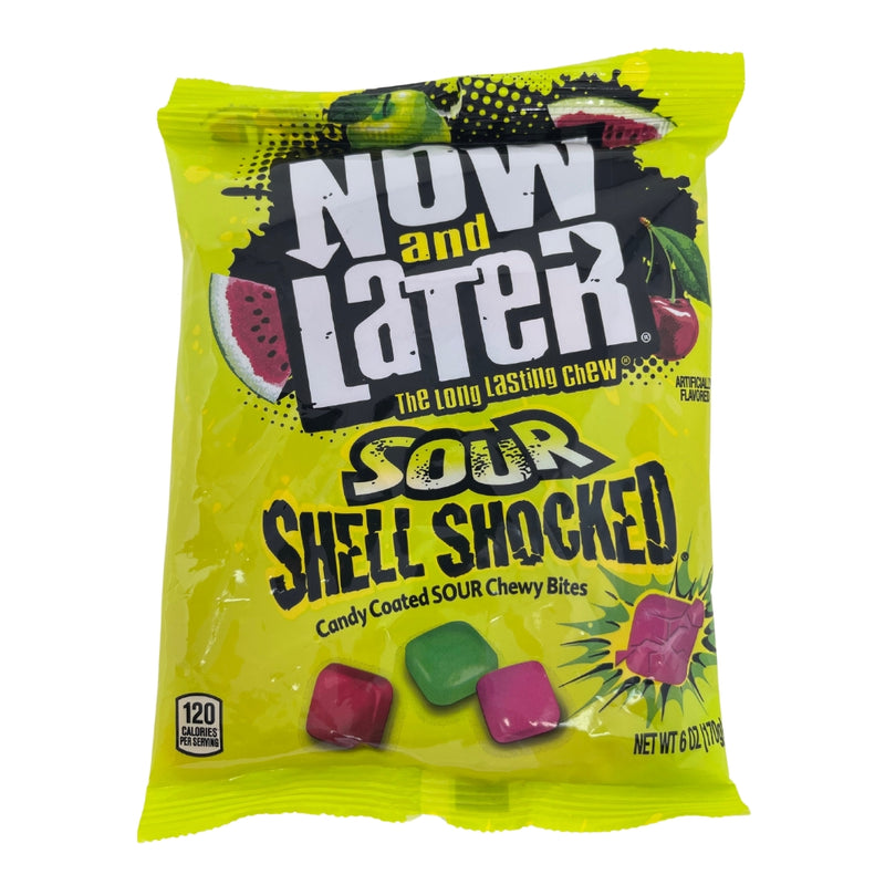 Now and Later Sour Shell Shocked - 6oz - Now and Later Candy - Sour Candy - Watermelon Candy - Cherry Candy - Green Apple Candy - Chewy Candy
