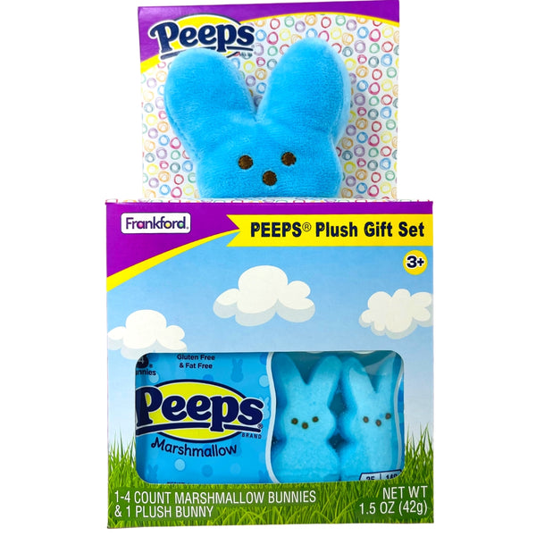 Peeps Plush Blue or Pink Bunny House Gift Set 1.5 oz.