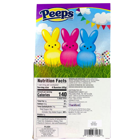 Peeps Marshmallow Blue Bunnies and Plush - 1.5oz - Nutrition Info