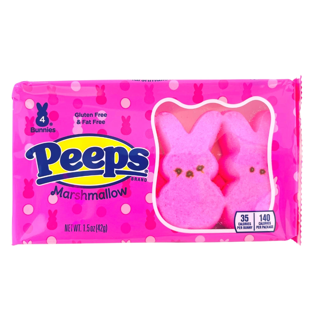 Peeps Bunnies Pink 4ct - 1.5oz - Peeps Candy - Easter - Easter Bunny - Peeps - Peeps Marshmallows - Pink Candy