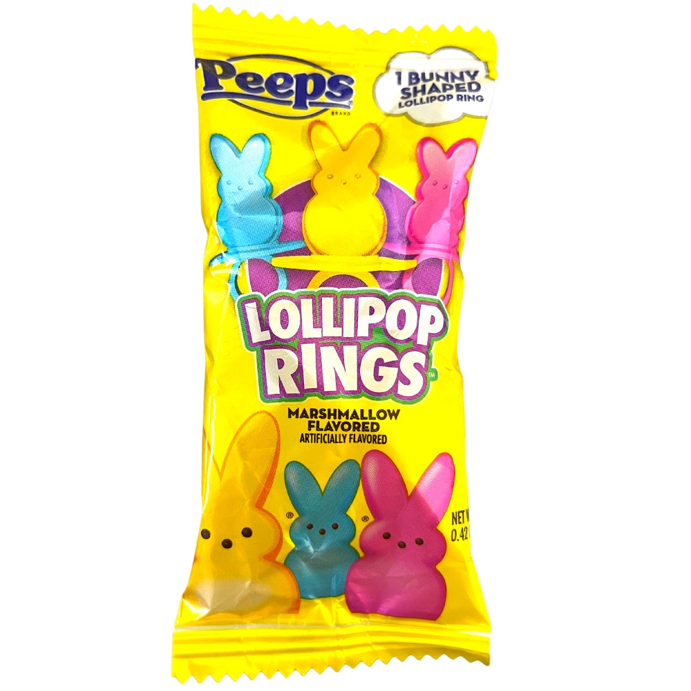 Marshmallow Peeps Bunny Single Lollipop Rings - .42oz - Easter Candy