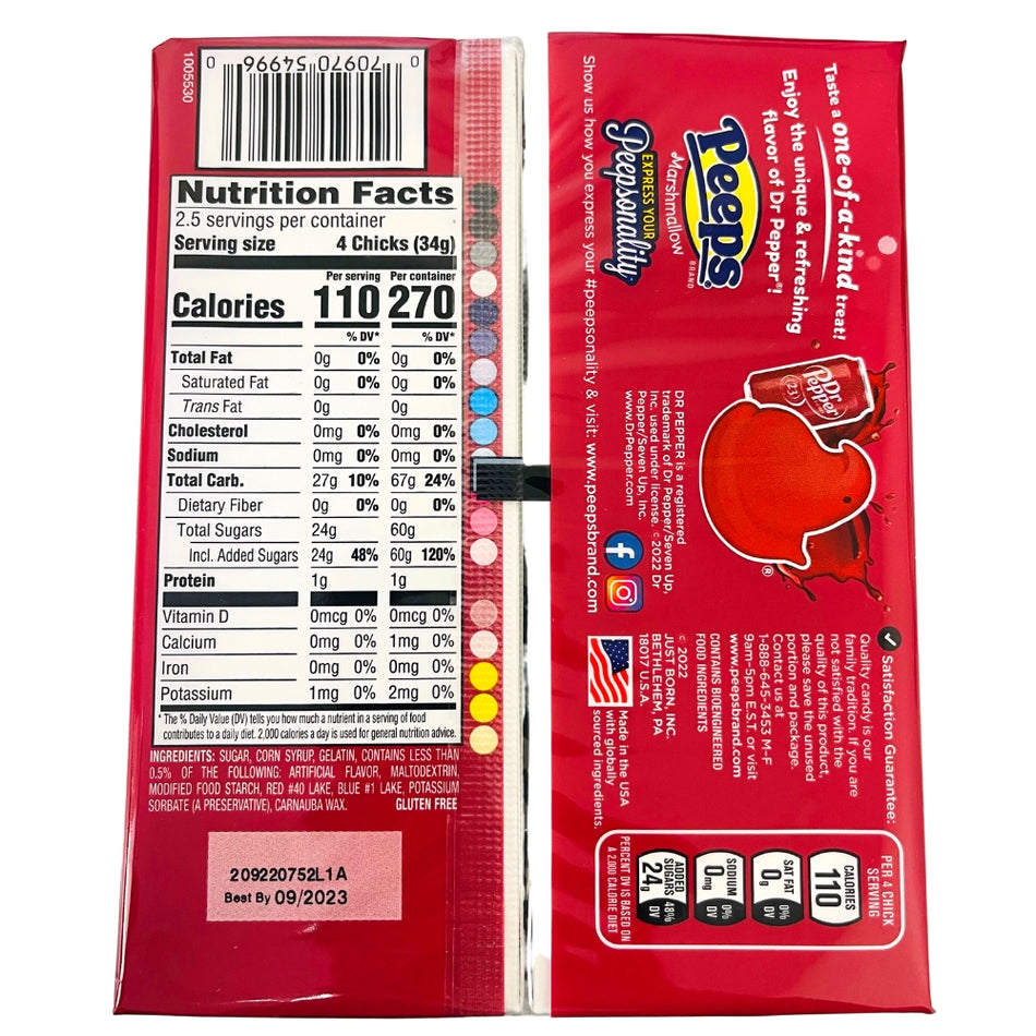 Peeps Marshmallow Dr Pepper - 10ct - Nutrition Info