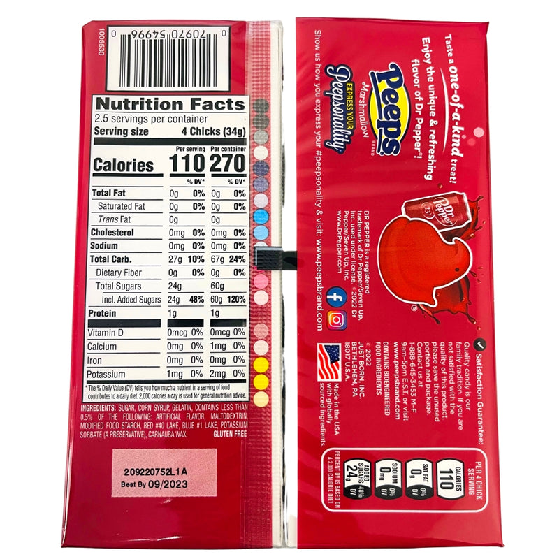 Peeps Marshmallow Dr Pepper - 10ct - Nutrition Info