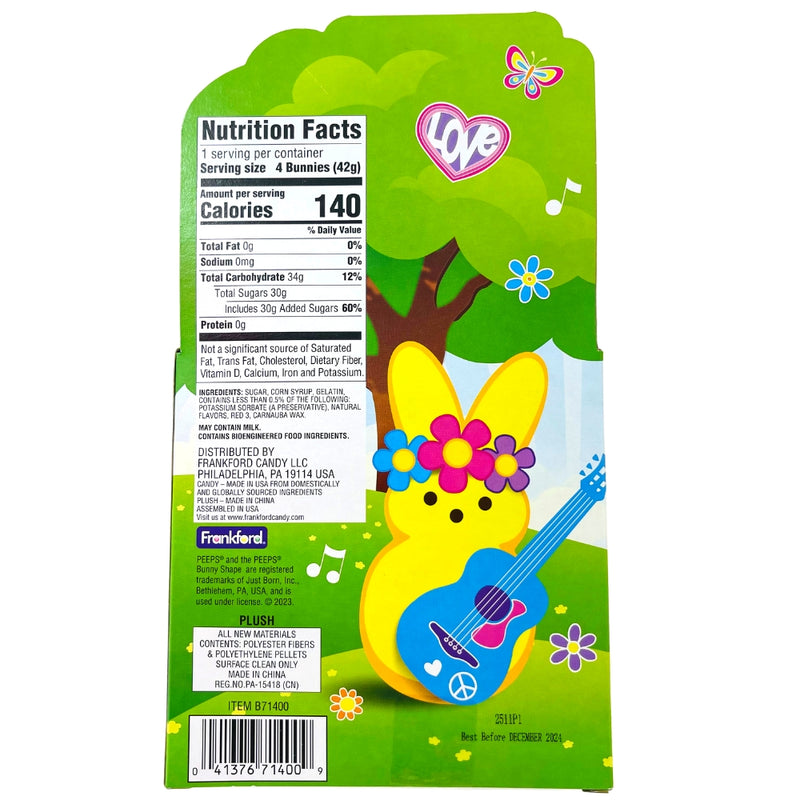 Peeps Marshmallow Pink Bunnies Flower Power Plush Gift Box - 1.5oz - Nutrition Info
