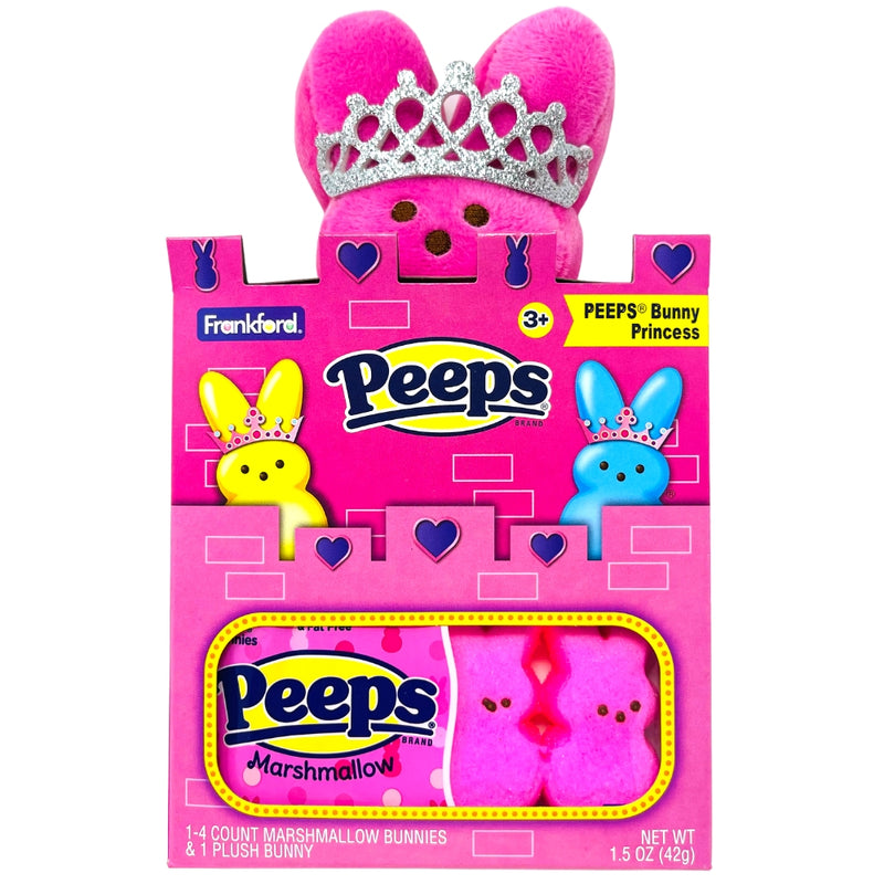 Peeps  Marshmallow Pink Bunnies Princess Plush Castle Gift Box - 1.5oz