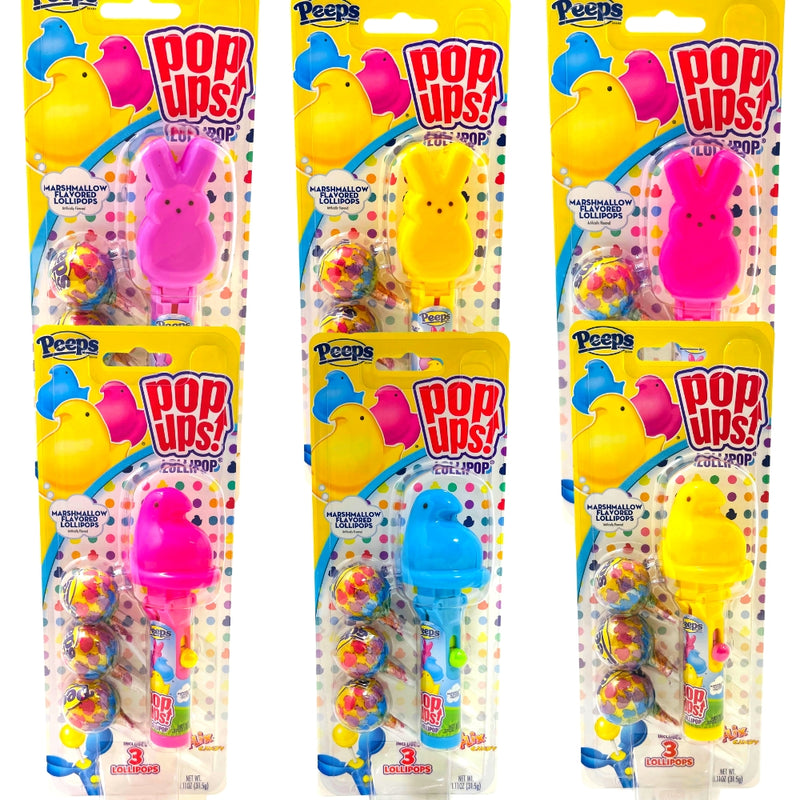 Marshmallow Peeps Pop Up Blister Card -  Lollipops - Easter Candy