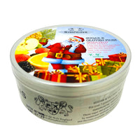 Simpkins Sugar Free Mixed Fruit Travel Sweets Festive Tin Side View  - 175g - - Gluten Free - Gluten Free Candy - Sugar Free - Sugar Free Candy - Simpkins - Simpkins Candy