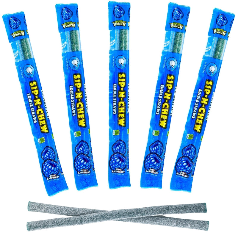 Sour Punch Sip-n-Chew Blue Raspberry Straws - 26g