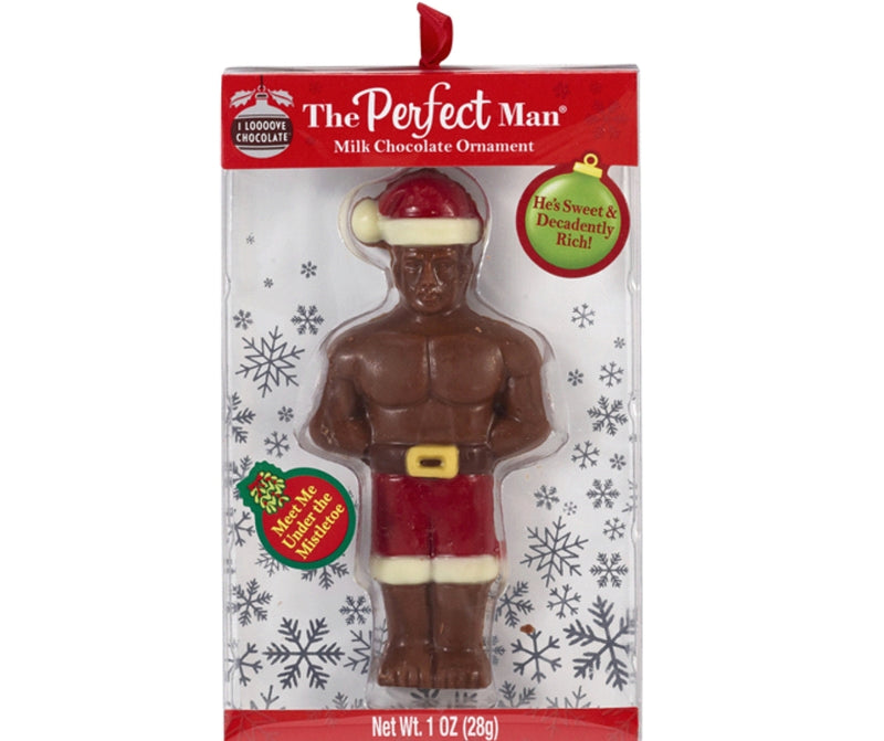 The Perfect Man Milk Chocolate Ornament - 28g regal confections holiday stocking stuffer Christmas ornament tree funny gag gift quirky fun present women's for her girls hanging gift holidays 