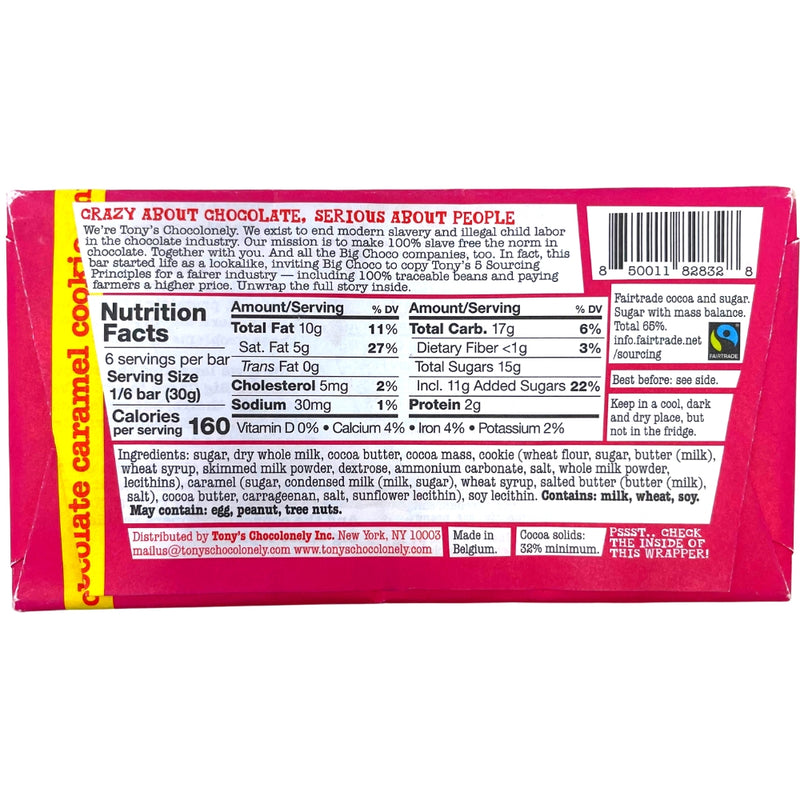 Tony's Chocolonely Milk Chocolate Caramel Cookie - 180g Backside