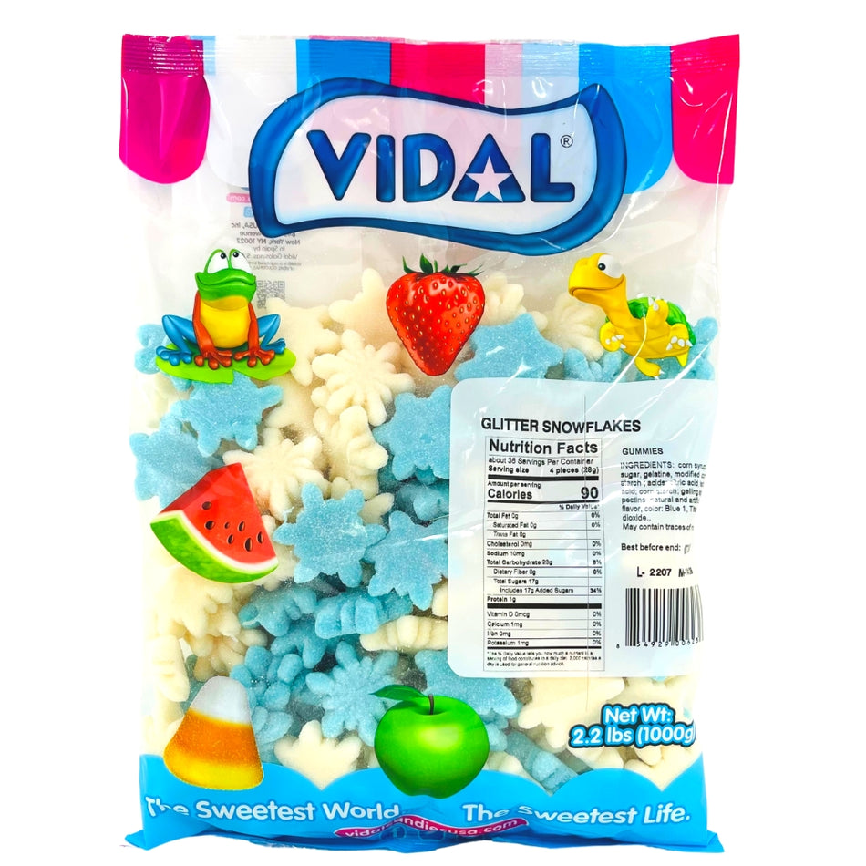 Vidal Gummi Glitter Snowflakes - 2.2lbs Bulk Candy - Christmas Candy