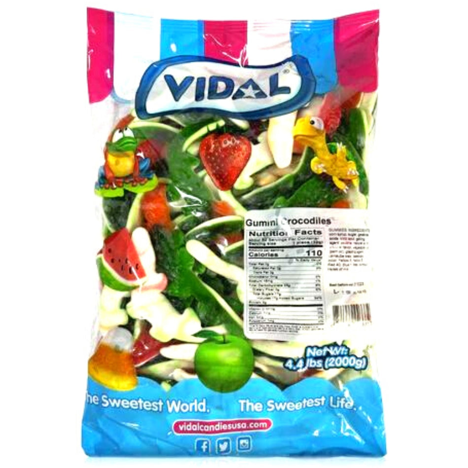 Vidal Gummi Crocodiles - Chewy reptile gummies - Tropical gummy flavours - Colourful gummy treats - Juicy berry and citrus candies - Candy safari adventure - Fruity gummy snacks - Chewy texture delights - Jungle-themed party candy - Tropical flavour escape - Vidal Candy - Vidal - Vidal Gummies - Vidal Gummy