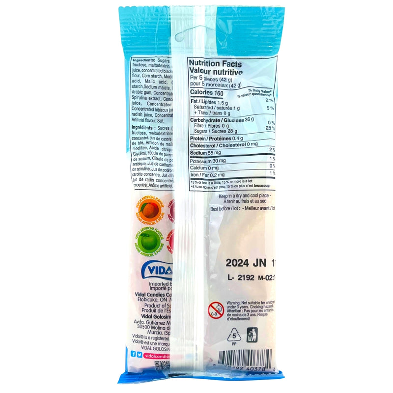 Vidal Sour Pencils - 100g - Ingredients