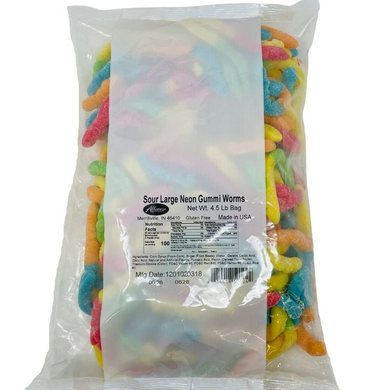 Albanese Sour Large Neon Gummi Worms Bulk Candy 4.5 lb Candy Funhouse Online Candy Shop