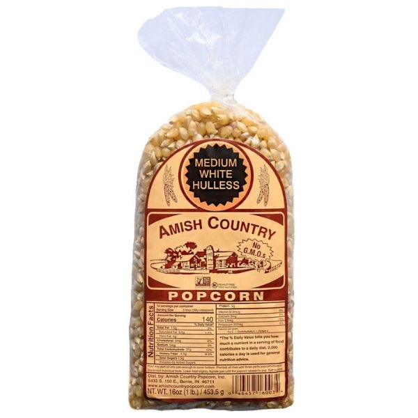 Amish Country Medium White Popcorn Kernels  Premium Quality Popcorn  1 lb