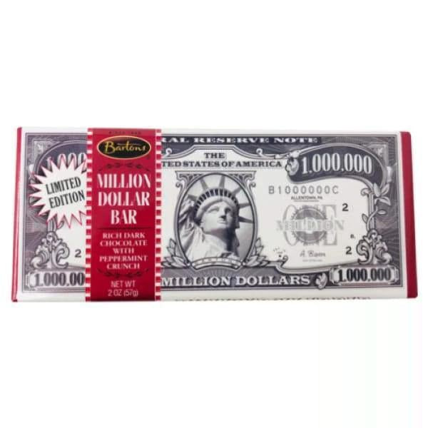 Bartons Million Dollar Dark Chocolate w/ Peppermint Crunch Barton - 2000s American Bar Chocolate Dark Chocolate