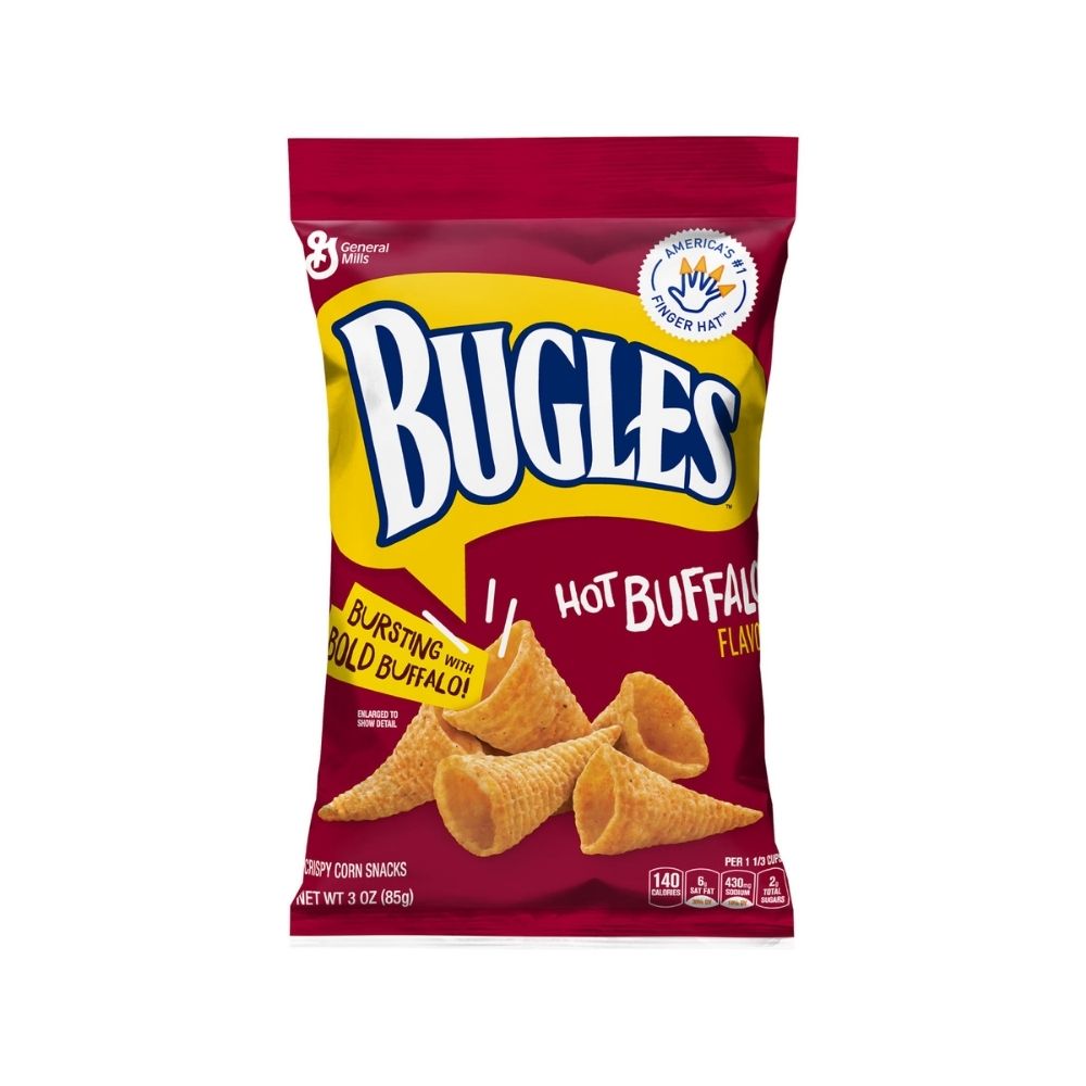 General Mills Bugles Hot Buffalo flavour corn chips snack 3oz 85g Candy Funhouse Canada