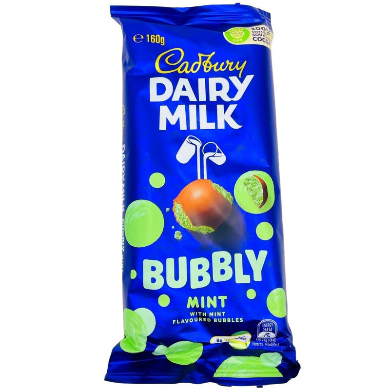 Australian Cadbury Dairy Milk Bubbly Mint Block 160g Candy Funhouse