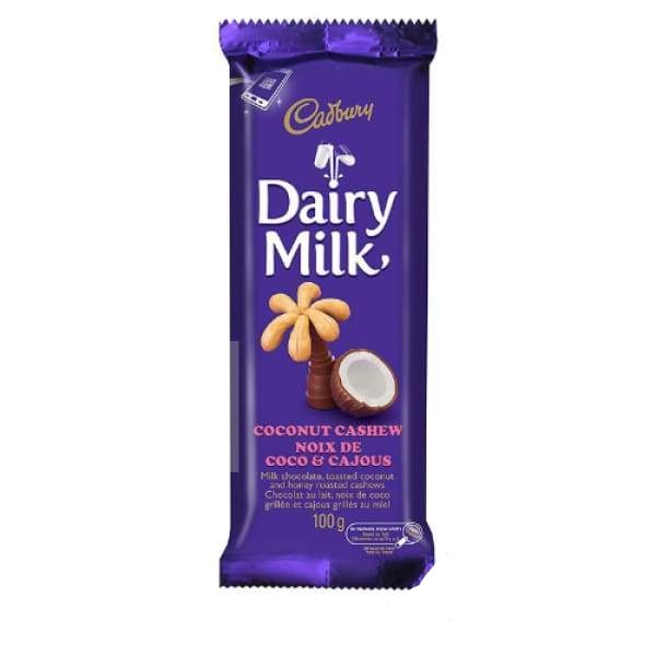 Cadbury Dairy Milk Coconut Cashew Bars-100g Cadbury - 1900s Bar cadbury Canadian Chocolate