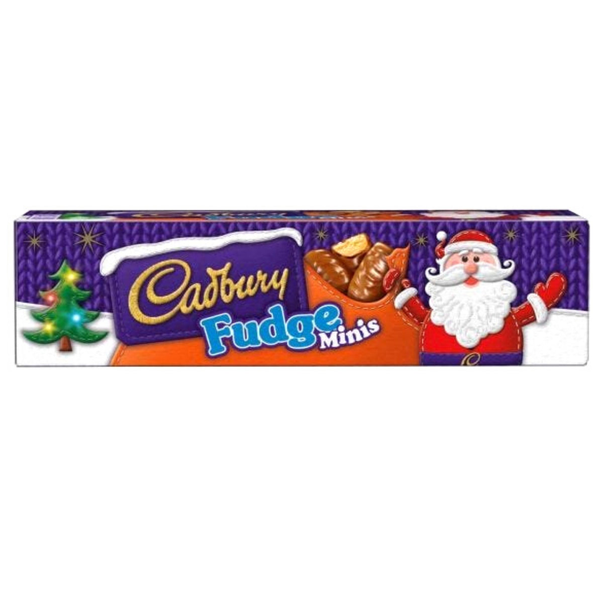 cadbury fudge minis santa christmas-candy-funhouse-holiday-uk-imported-chocolate-british-snack-size-gift-box-stocking-stuffer-milk-chocolate