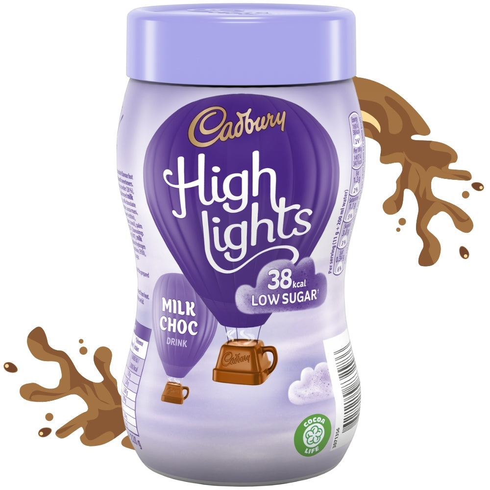 Cadbury High Lights Low Sugar Hot Chocolate Mix - 154g drink beverage cocoa low sugar low calorie