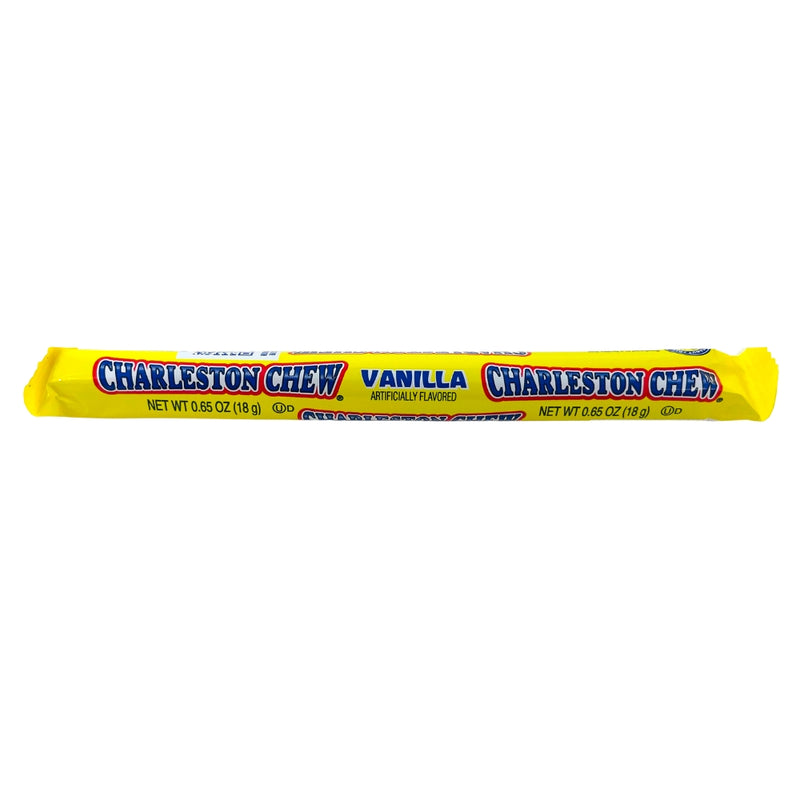 Charleston Chew Vanilla 18g Individual - Charleston Chew Vanilla Lines, Chewy nougat candy, Vanilla-flavoured candy strips, Rich chocolate coating, Nostalgic candy experience, Classic vanilla chew, Indulgent candy treat, Fun twist on candy classics, Chewy and delicious, Vanilla joy in every bite - Charleston Chew - Nougat Candy - Nougat Chocolate