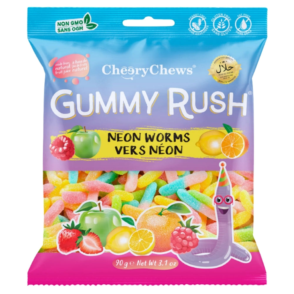 Gummy Rush Neon Worms - 90g