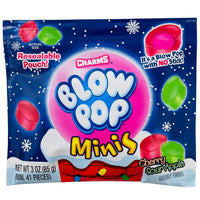 Charms Blow Pop Minis Christmas Pouch - 85g - Charms Blow Pop Minis - Holiday Lollipop Assortment - Christmas Candy Pouch - Festive Candy Mix - Stocking Stuffer Sweets - Bite-Sized Lollipop Joy - Charms Candy - Christmas Candy 