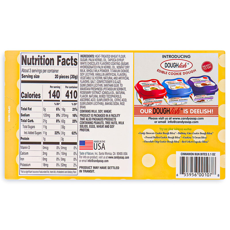 Cinnamon Bun Cookie Dough Bites Theatre Pack Back