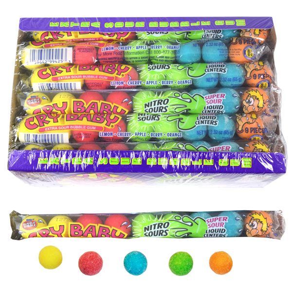 Cry Baby Nitro Sours Extra Sour Bubble Gum - 9-Ball Tube