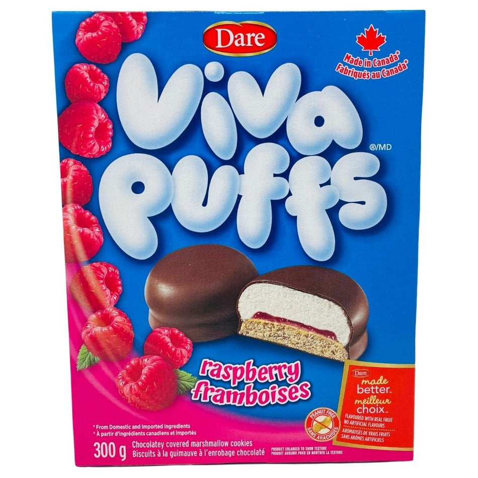 Dare Viva Puffs Raspberry Chocolate Covered Marshmallow Cookies 300 g Candy Funhouse Online Candy Shop