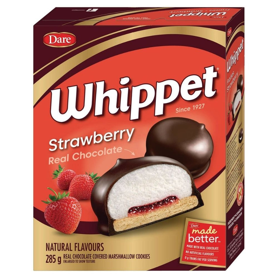 Dare Whippet Strawberry Chocolate Covered Marshmallow Cookies - 250g