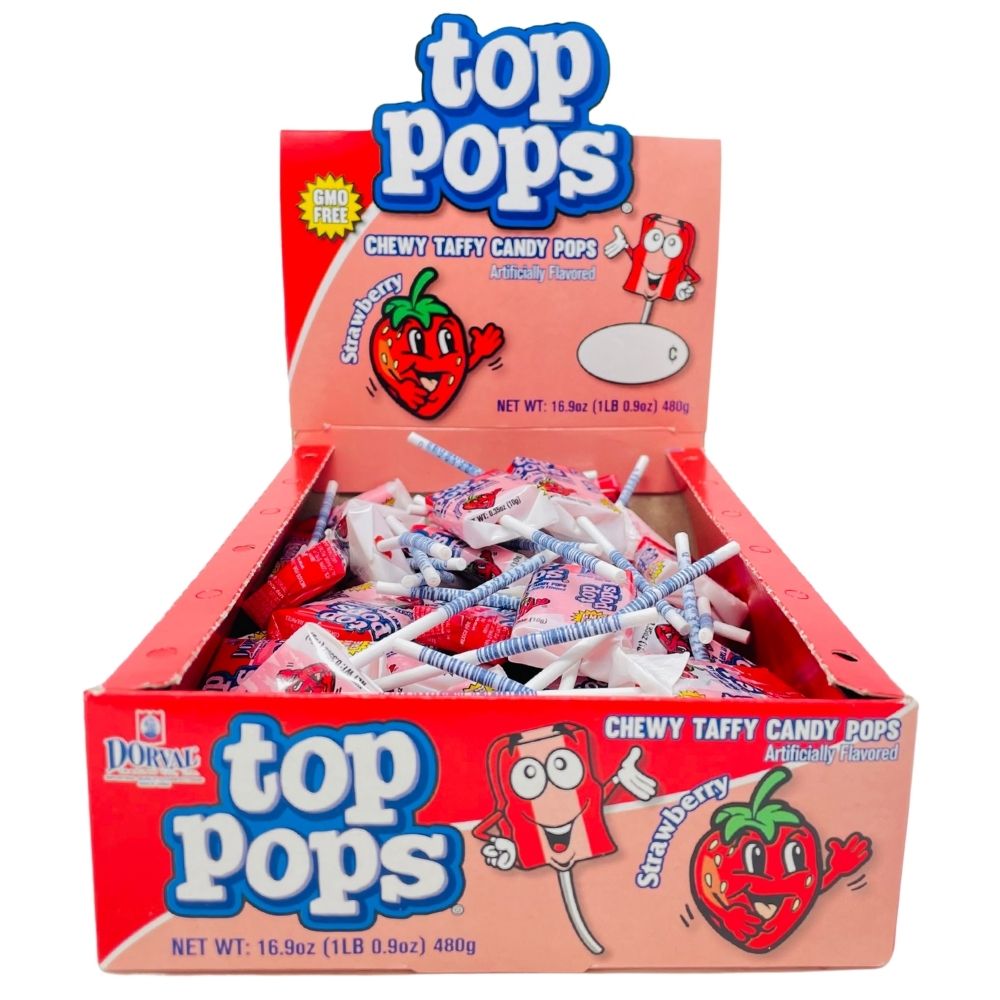 Dorval Top Pops Chewy Taffy Candy Pops Strawberry 480 g Candy Funhouse Online Candy Shop